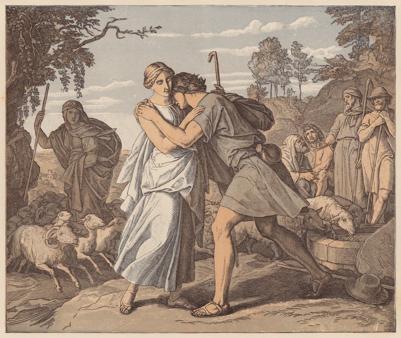 Jacob and Rachel at the Well, Genesis, XXIX by Julius (after) Schnorr von Carolsfeld