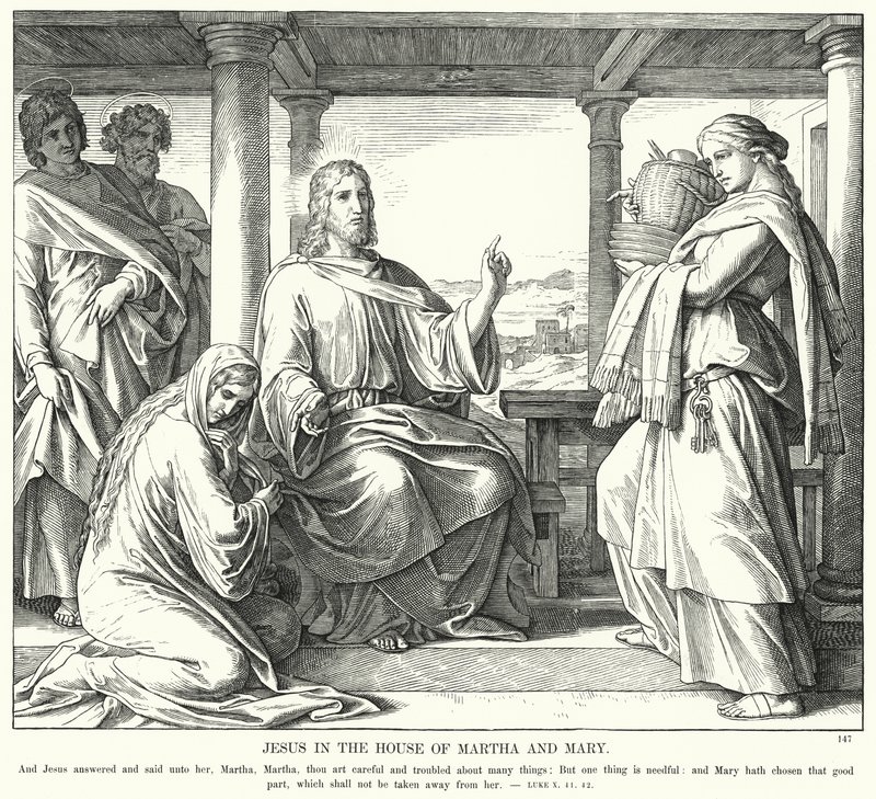 Jesus in the House of Martha and Mary by Julius (after) Schnorr von Carolsfeld