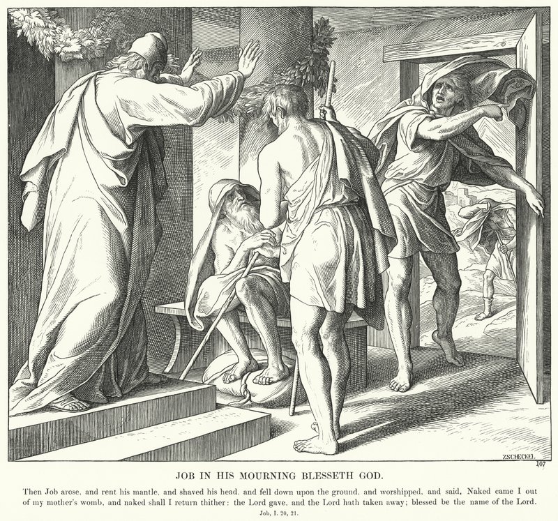 Job in his Mourning Blesses God by Julius (after) Schnorr von Carolsfeld