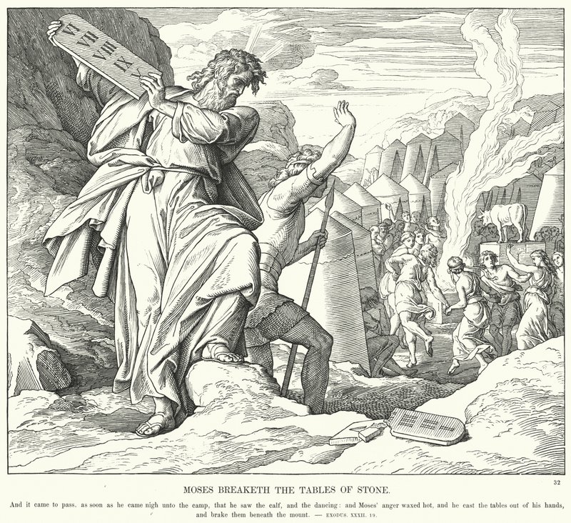 Moses Breaks the Tables of Stone by Julius (after) Schnorr von Carolsfeld