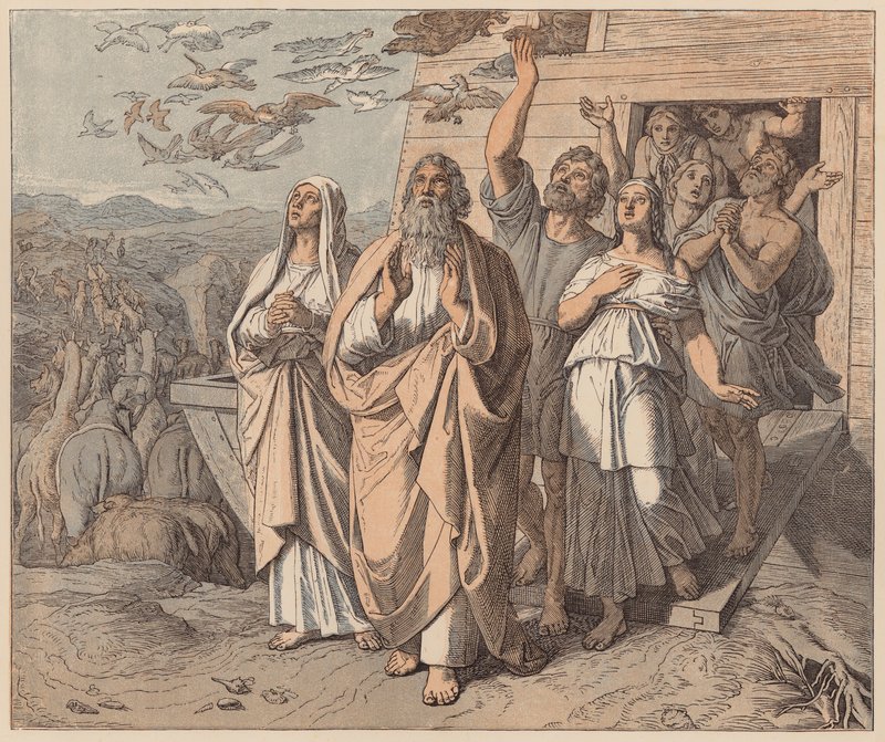 Noah and His Family Leaving the Ark, Genesis, VIII by Julius (after) Schnorr von Carolsfeld