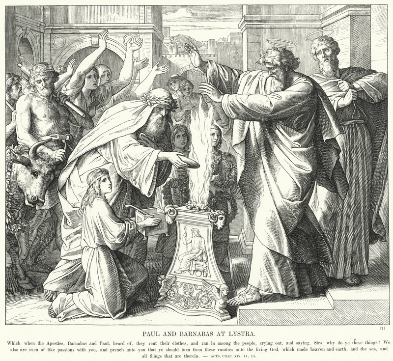 Paul and Barnabas at Lystra by Julius (after) Schnorr von Carolsfeld