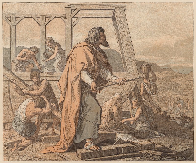 The Building of the Ark, Genesis, VI by Julius (after) Schnorr von Carolsfeld