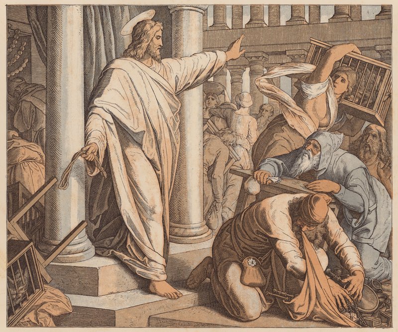 The Buyers and Sellers driven from the Temple, St John, II by Julius (after) Schnorr von Carolsfeld