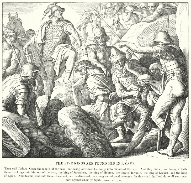 The Five Kings Found Hiding in a Cave (engraving) by Julius (after) Schnorr von Carolsfeld