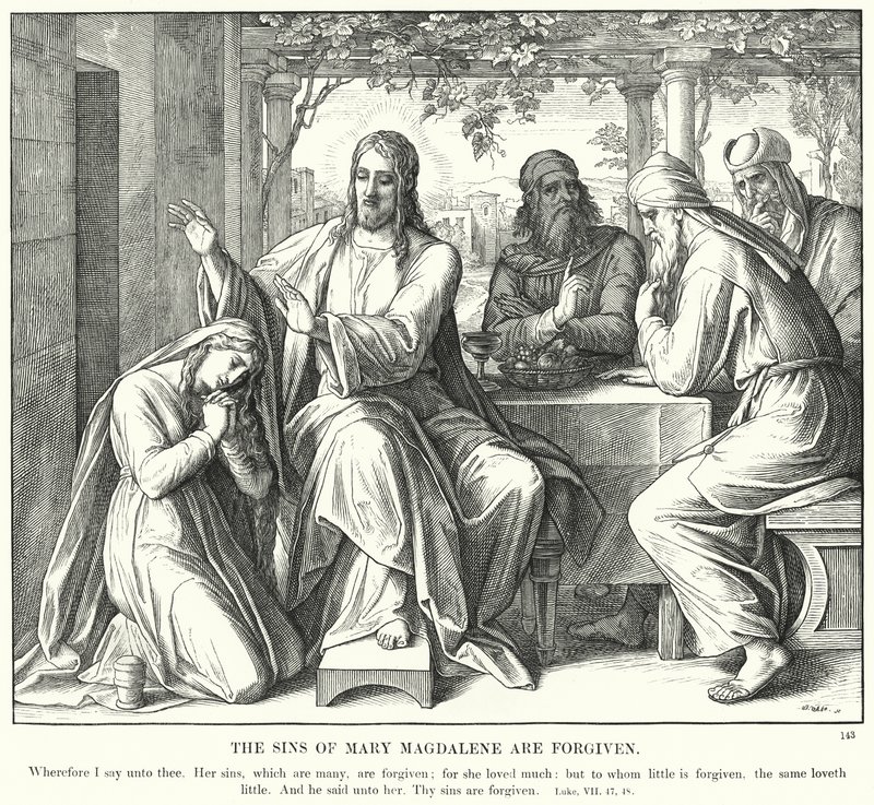 The Sins of Mary Magdalene are Forgiven (engraving) by Julius (after) Schnorr von Carolsfeld