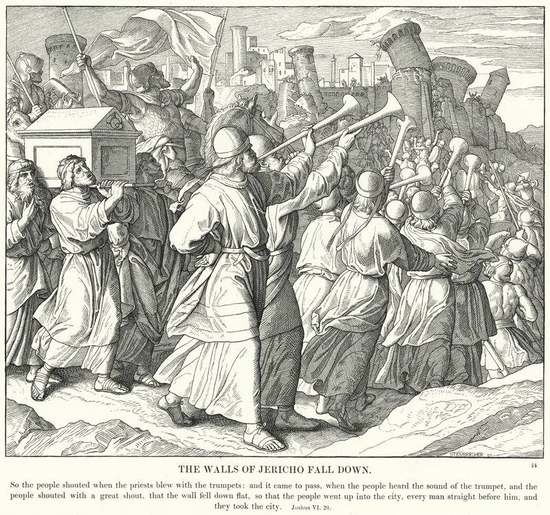The Walls of Jericho Fall Down by Julius (after) Schnorr von Carolsfeld