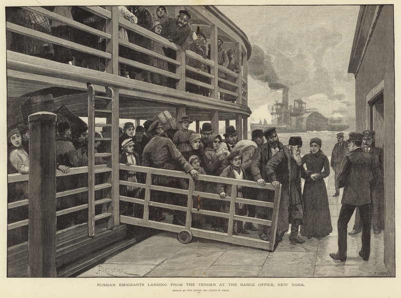Russian Emigrants Landing from the Tender at the Barge Office, New York by Julius Mandes Price