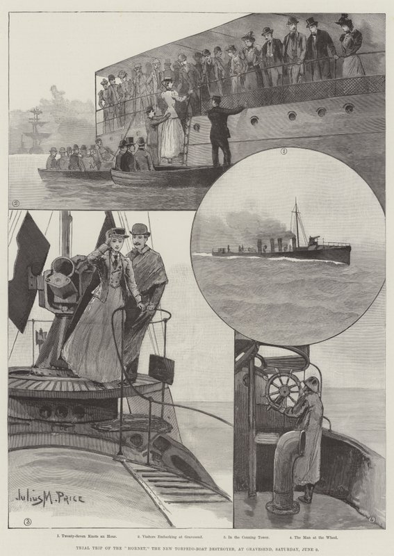 Trial Trip of the Hornet, the New Torpedo-Boat Destroyer, at Gravesend, Saturday, 9 June by Julius Mandes Price