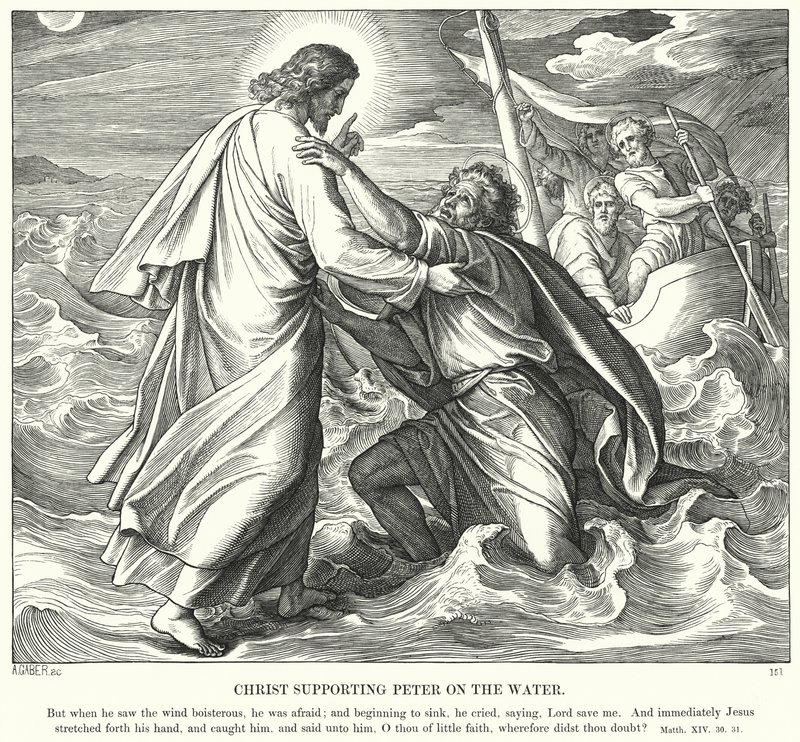 Christ Supporting Peter on the Water by Julius Schnorr von Carolsfeld