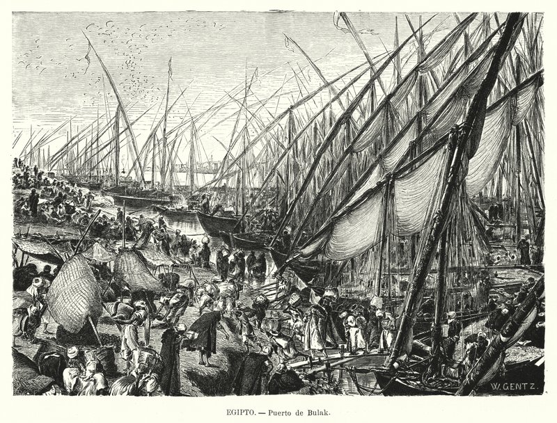 Quays on the River Nile at Bulaq, Cairo, Egypt by Karl Wilhelm Gentz