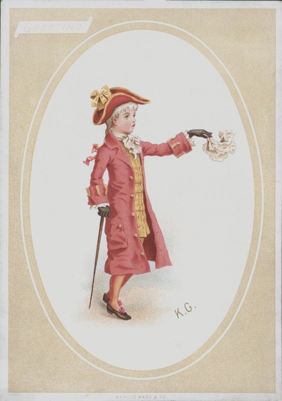 Boy in Red Suit, Waving Handkerchief by Kate (after) Greenaway