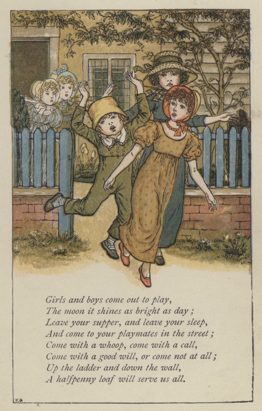 Girls and boys come out to play by Kate (after) Greenaway