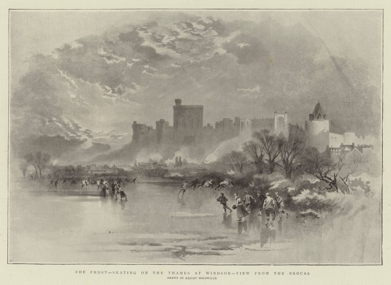 The Frost, skating on the Thames at Windsor, View from the Brocas by Keeley Halswelle