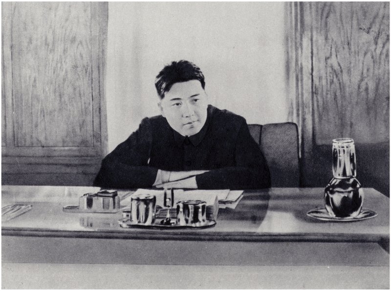 Comrade Kim Il-sung at His Office at the People