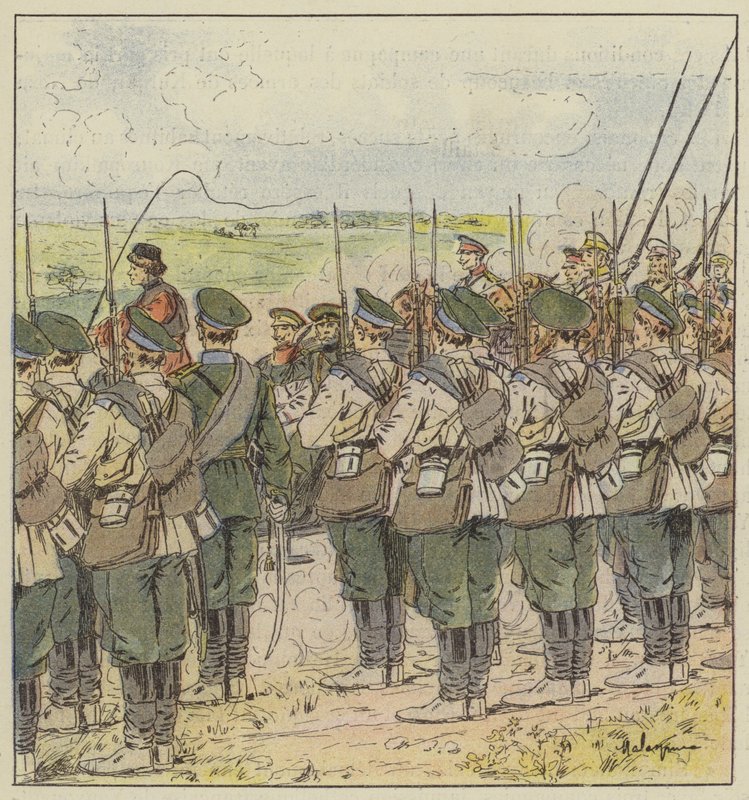 Russian troops honor the passing of a general officer by L. Malespine