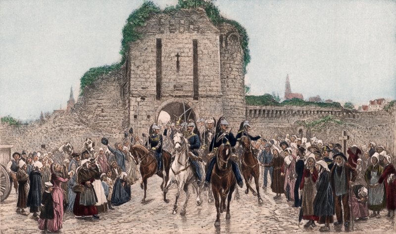 Cavalry Leaving a Breton City by Lady  Butler