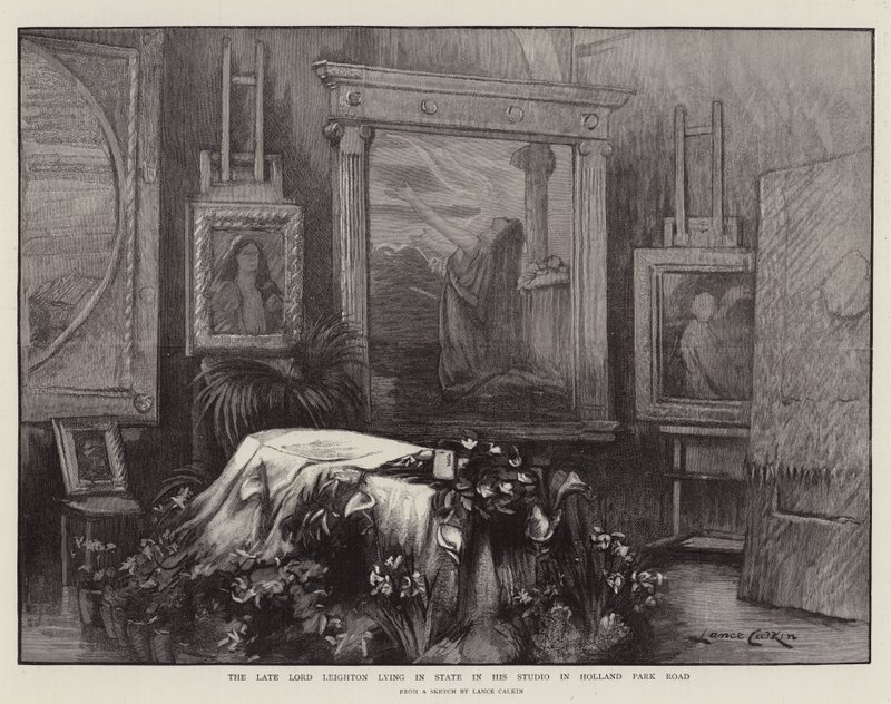 The Late Lord Leighton lying in State in his Studio in Holland Park Road by Lance Calkin