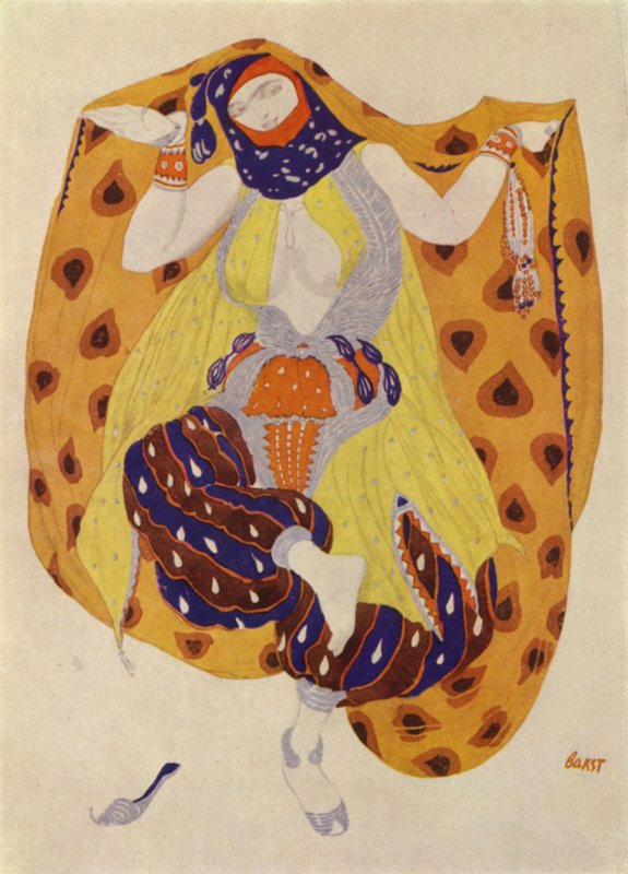 Odalisque, costume design by Leon Bakst for a Ballets Russes production of Scheherazade by Leon (after) Bakst