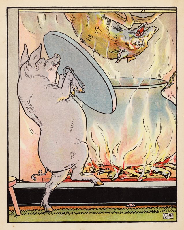 Illustration for The Three Little Pigs by Leonard Leslie Brooke