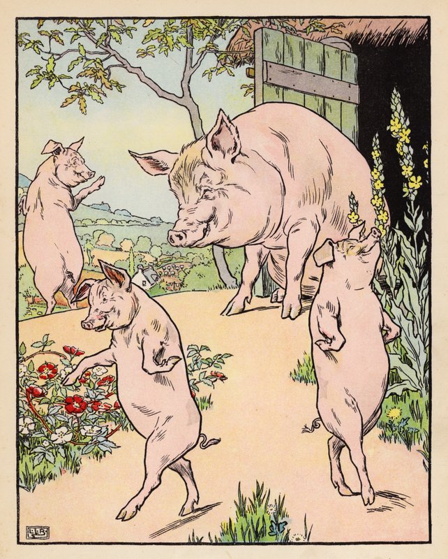 Illustration for The Three Little Pigs by Leonard Leslie Brooke