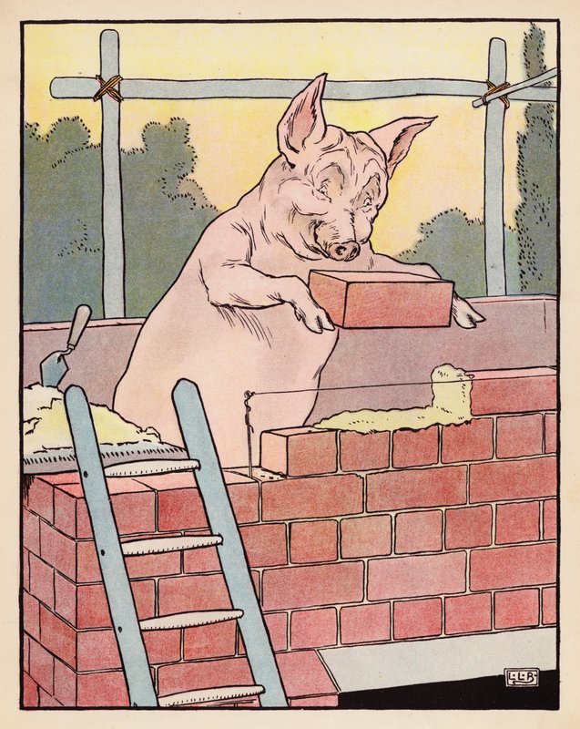 Illustration for The Three Little Pigs by Leonard Leslie Brooke