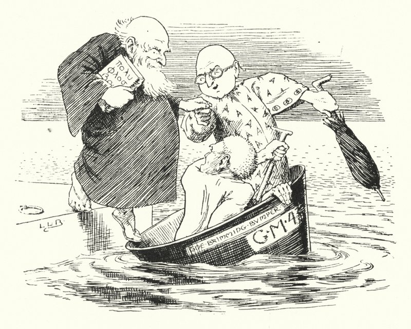 Three wise men of Gotham, went to sea in a bowl (engraving) by Leonard Leslie Brooke