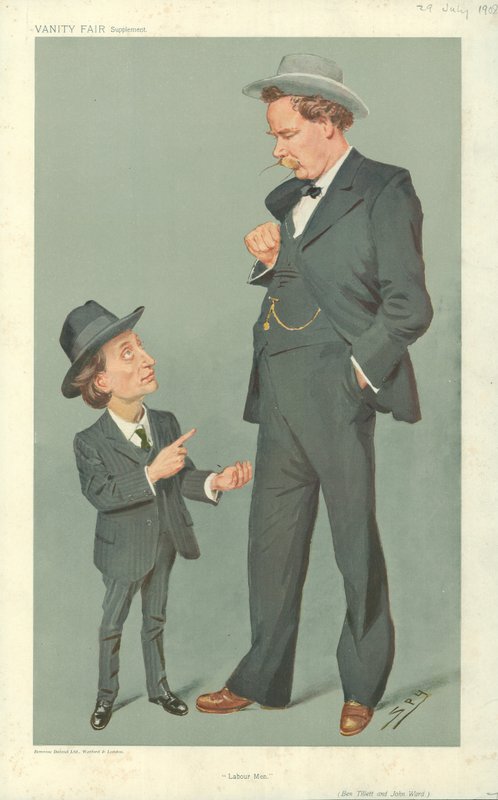 Ben Tillett and John Ward, Labour Men, Vanity Fair cartoon by Leslie Matthew Ward