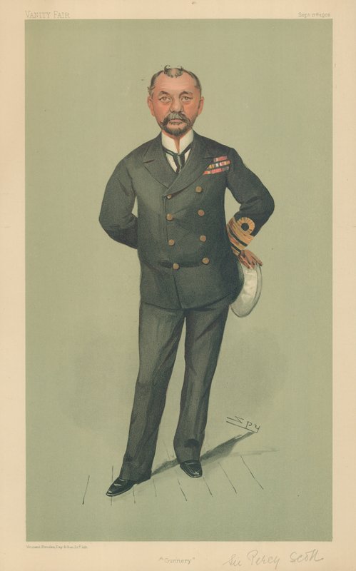 Captain Percy Scott, Gunnery, 17 September 1903, Vanity Fair Cartoon by Leslie Matthew Ward