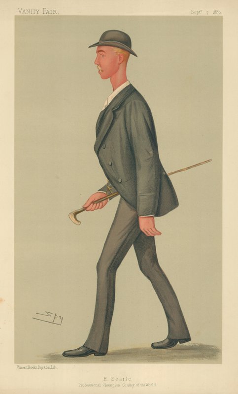 Henry Searle, Professional Champion Sculler of the World, 7 September 1889, Vanity Fair cartoon by Leslie Matthew Ward