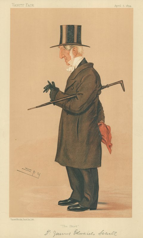 James E Warden Sewell of New College Oxford, The Shirt, 5 April 1894, Vanity Fair Cartoon by Leslie Matthew Ward
