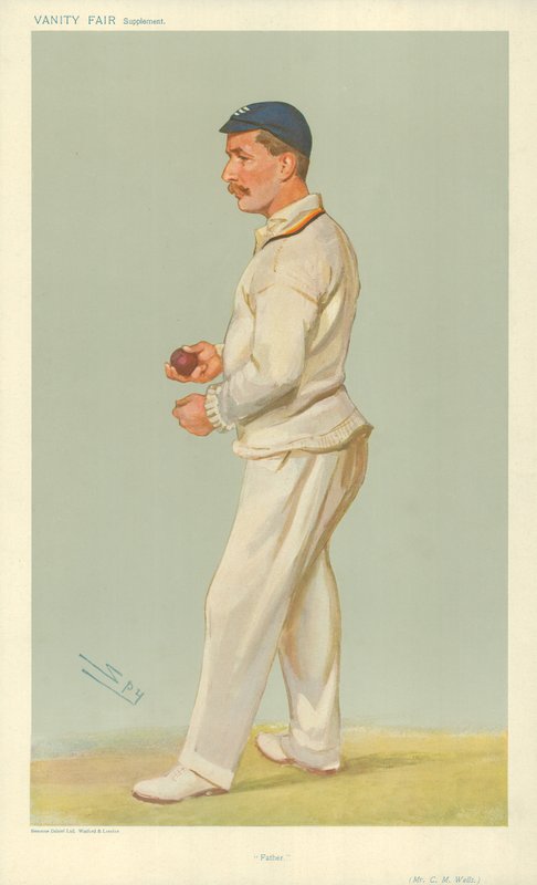 Mr C M Wells, Father, 10 July 1907, Vanity Fair cartoon by Leslie Matthew Ward
