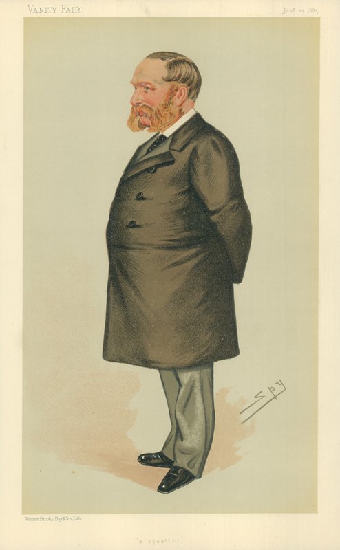 Mr Charles Henry Wilson, A Squatter, 24 January 1885, Vanity Fair Cartoon by Leslie Matthew Ward