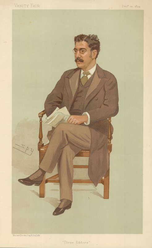 Mr Clement King Shorter, Three Editors, 10 December 1894, Vanity Fair cartoon by Leslie Matthew Ward