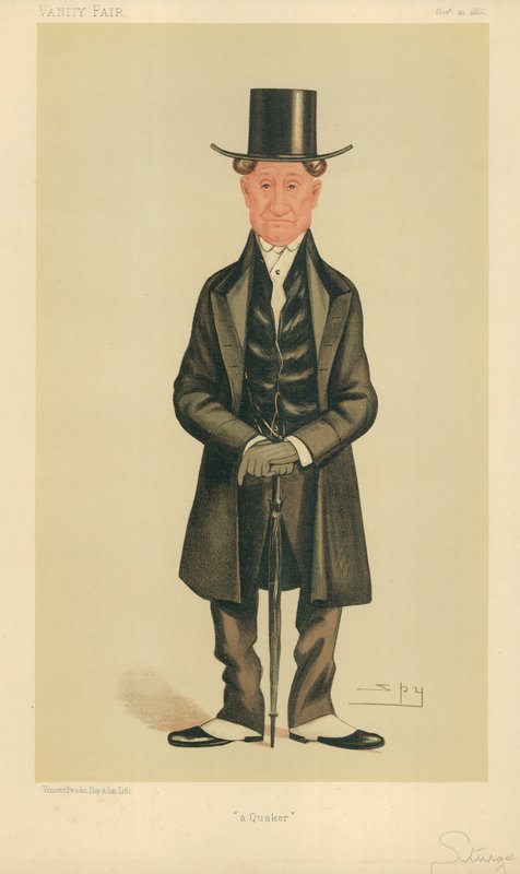 Mr E Sturge, A Quaker, 20 November 1886, Vanity Fair Cartoon by Leslie Matthew Ward