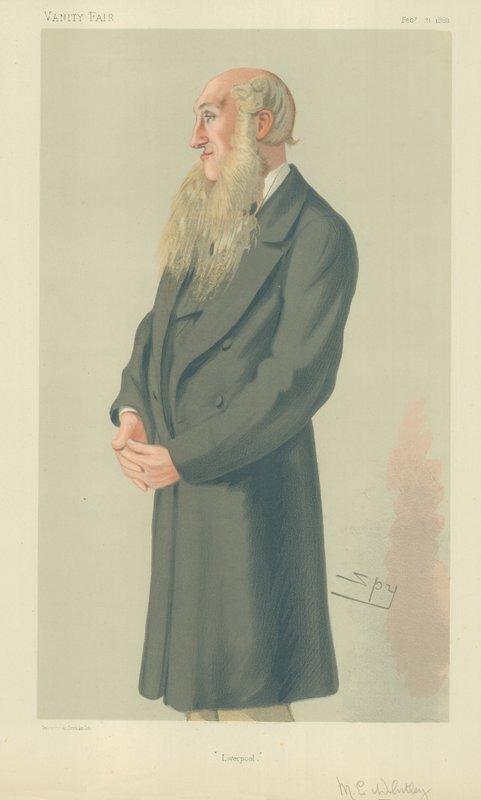 Mr E Whitley, Liverpool, 21 February 1880, Vanity Fair cartoon by Leslie Matthew Ward
