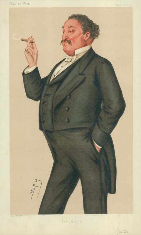 Mr Edmund Hodgson Yates, The World, 16 November 1878, Vanity Fair cartoon by Leslie Matthew Ward