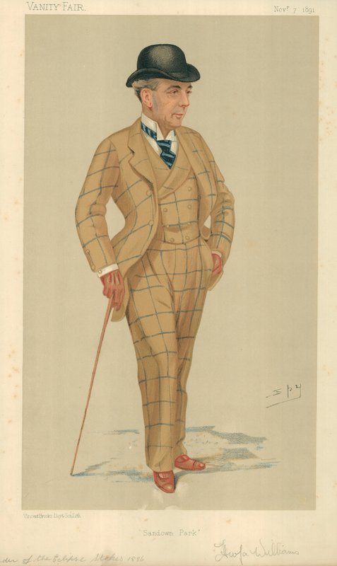 Mr Hwfa Williams, Sandown Park, 7 November 1891, Vanity Fair cartoon by Leslie Matthew Ward