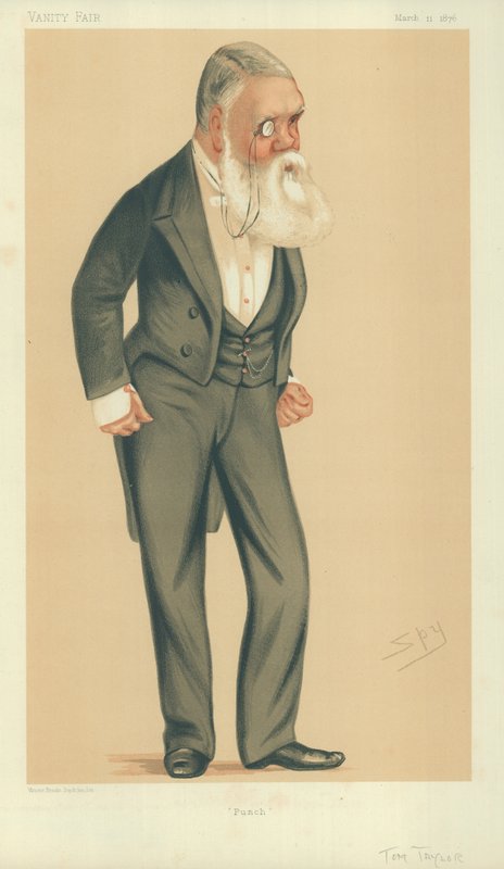 Mr Tom Taylor, Punch, 11 March 1876, Vanity Fair cartoon by Leslie Matthew Ward