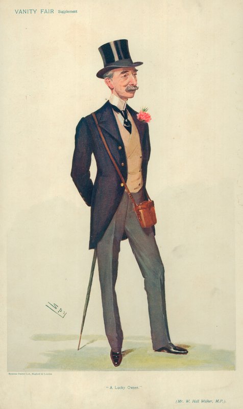 Mr W Hall Walker MP, A lucky owner, 21 June 1906, Vanity Fair cartoon by Leslie Matthew Ward