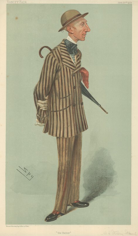 Mr William Crawfurd Stirling-Stuart, The hatter, 23 June 1904, Vanity Fair cartoon by Leslie Matthew Ward
