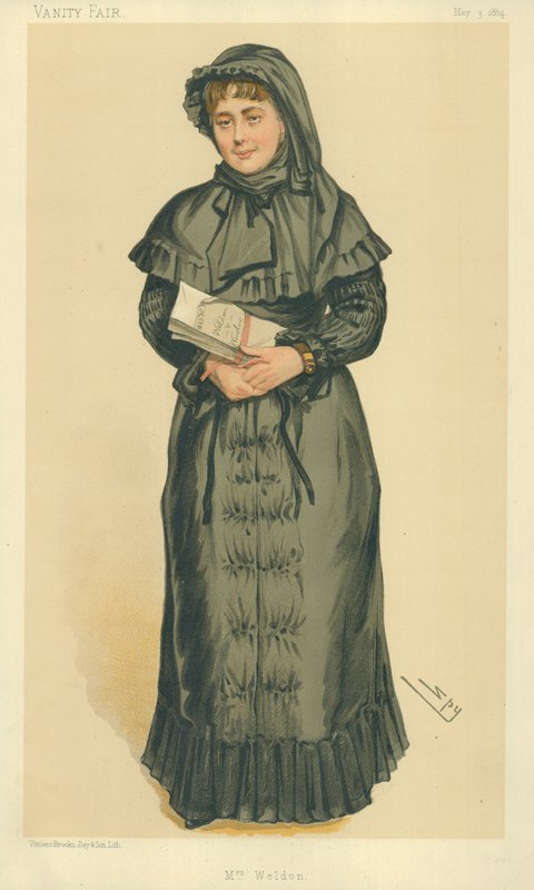 Mrs Georgina Weldon, Mrs Weldon, 3 May 1884, Vanity Fair cartoon by Leslie Matthew Ward