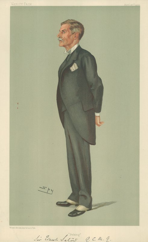 Sir Ernest Satow, Peking, 23 April 1903, Vanity Fair cartoon by Leslie Matthew Ward