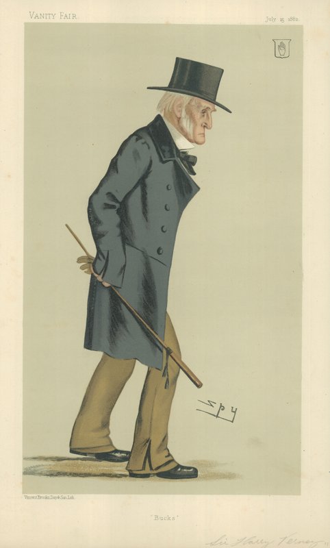 Sir Harry Verney, Bucks, 15 July 1882, Vanity Fair Cartoon by Leslie Matthew Ward