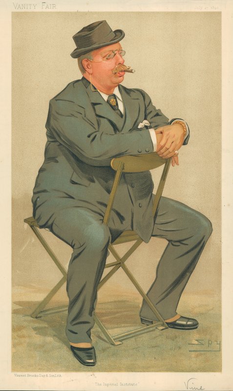 Sir J. R. S. Vine, The Imperial Institute, 27 July 1893, Vanity Fair cartoon by Leslie Matthew Ward
