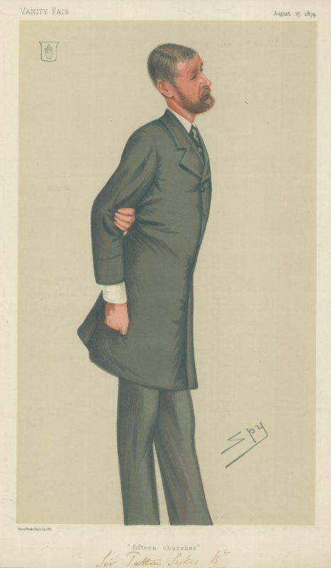 Sir Tatton Sykes, Fifteen churches, 23 August 1879, Vanity Fair cartoon by Leslie Matthew Ward