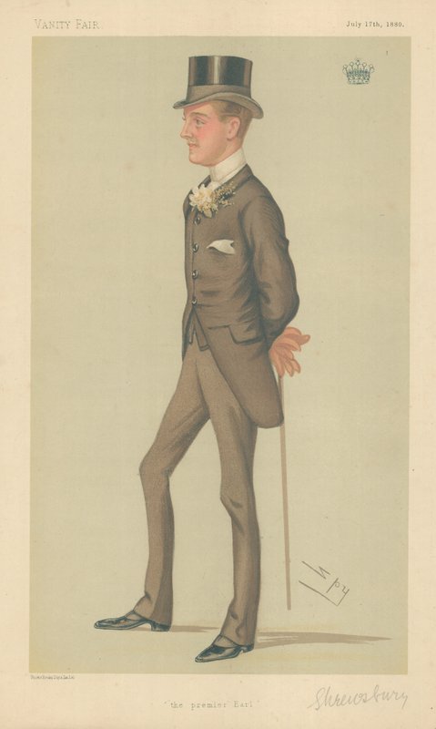 The Earl of Shrewsbury and Talbot, The Premier Earl, Vanity Fair Cartoon by Leslie Matthew Ward