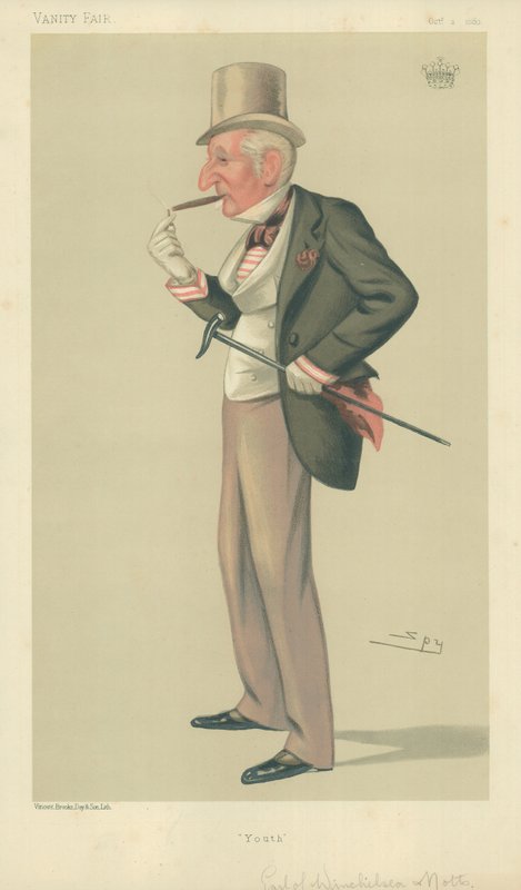 The Earl of Winchilsea and Nottingham, Youth, 2 October 1880, Vanity Fair Cartoon by Leslie Matthew Ward
