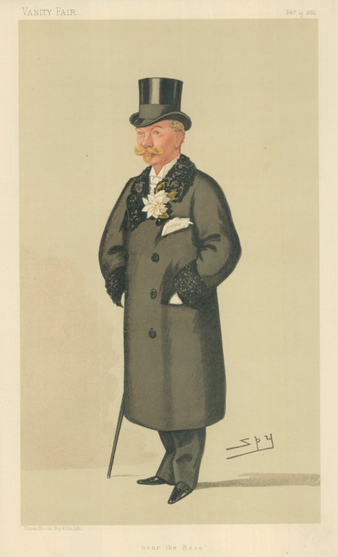 The Hon Harry Tyrwhitt-Wilson, Near the Rose, 13 February 1886, Vanity Fair cartoon by Leslie Matthew Ward