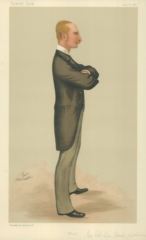 Lieut-Col William Hood Walrond, Whip, 17 July 1886, Vanity Fair Cartoon by Liborio Prosperi
